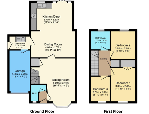 Floor plan ground floor and first floor